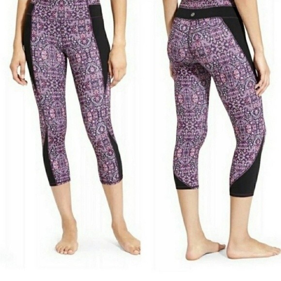 Athleta Leggings Chaturanga Tapestry Purple High-Rise Cropped Leggings Small - Picture 11 of 11